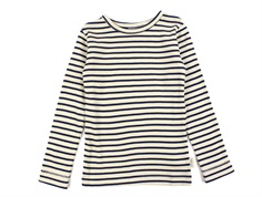 Petit Piao indigo plum/dark off white striped t-shirt modal